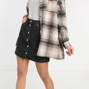 Top shop denim button through skirt in black size 2